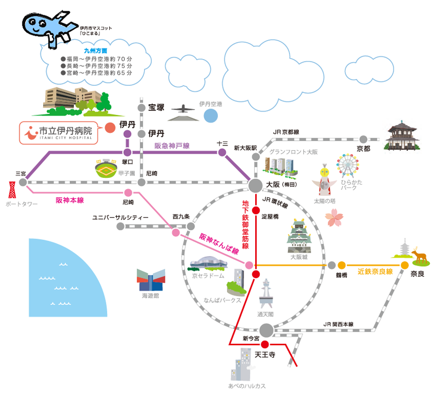 伊丹病院へのアクセスマップ