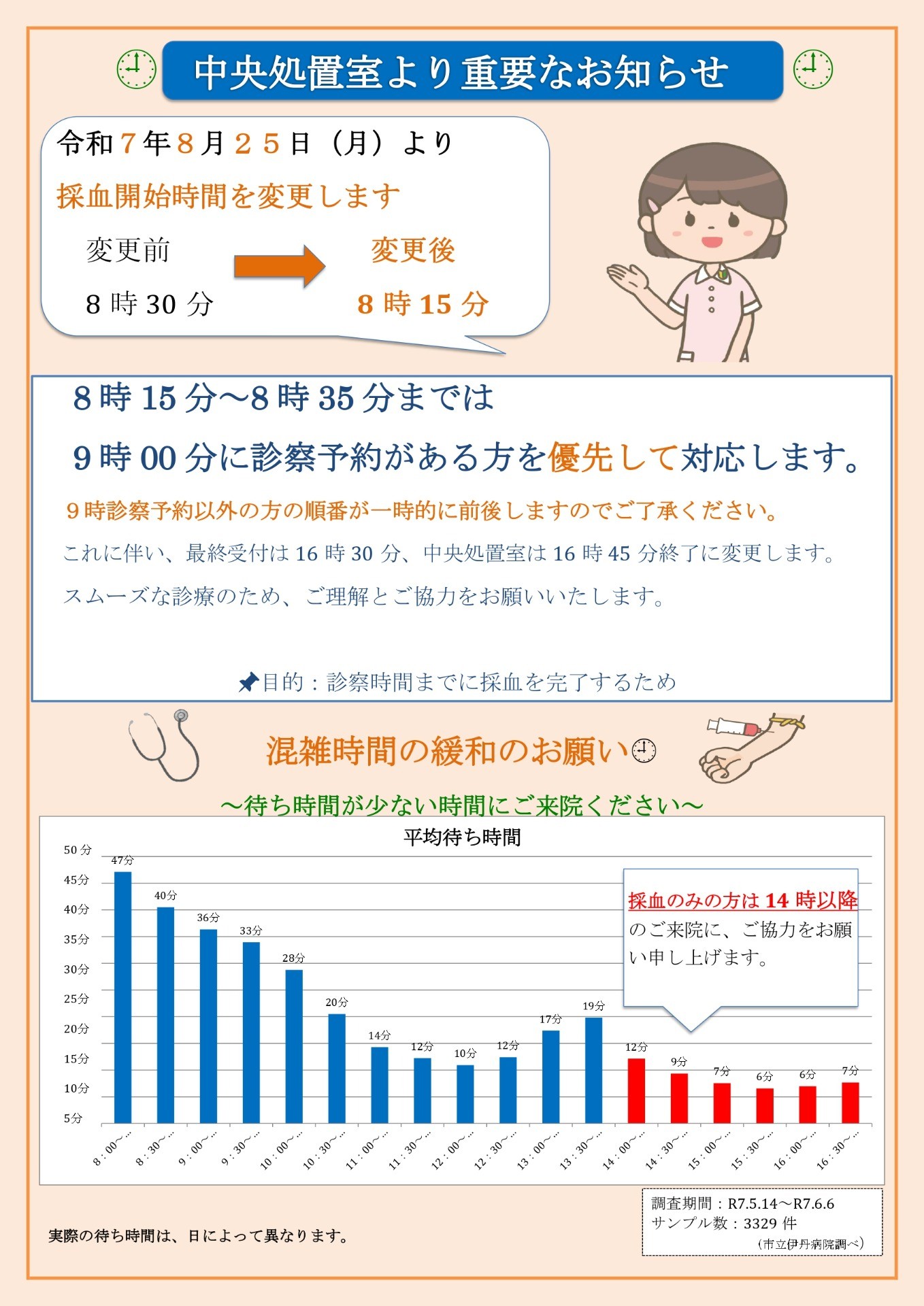 中央処置室より重要なお知らせ
